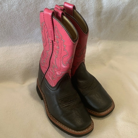 Swift Creek Cowboy Boots Leather Square Toe Toddler Girl Pink Size 9.5 D 1724C - Picture 11 of 13